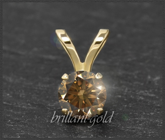 Brillant 585 Gold Anhänger, cognac 0,10-0,50ct